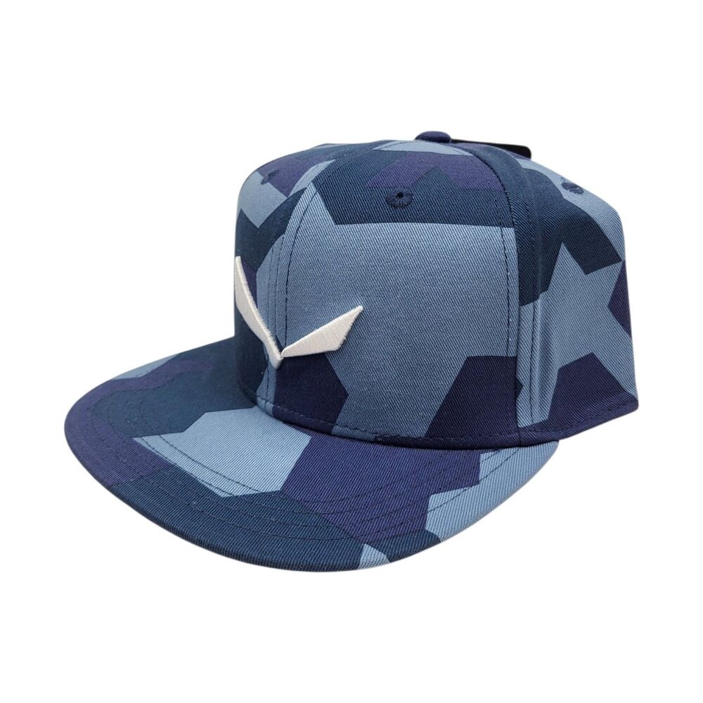 Salewa Blue Camo Cap Hat Outdoor Logo Snap Back Hiking
